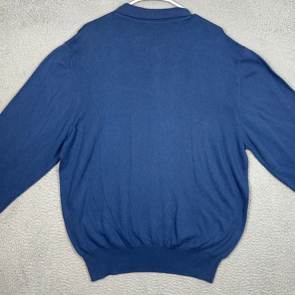 NEW Lord Taylor Polo Sweater Mens 2XL Dark Blue Casual Knit Pullover Long Sleeve